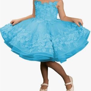 Floral Aqua Kids Dress